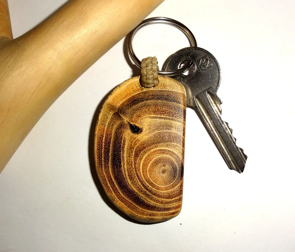 Engraved wooden name keychain
